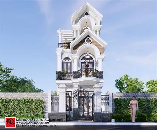 Mẫu nhà phố 3 tầng Tân cổ điển 5x15m full nội thất đẹp lung linh